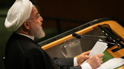 Hassan Rouhani, Iran's president, speaks during the UN General Assembly meeting in New York, U.S. Rouhani said his government would refuse to enter negotiations with the U.S. while still under what he called "merciless economic terrorism" against its people by President Donald Trump's administration. Bloomberg