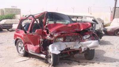 Mangled remains of the car the brothers were driving.