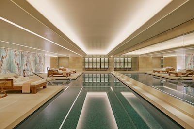 The swimming pool at 60 Curzon Street. Most super prime properties in Mayfair with have modern luxury amenities like spas and gyms.