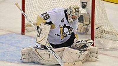 Marc-Andre Fleury makes a save during the final game of the Stanley Cup final.