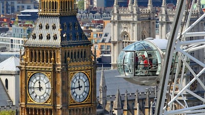 A view of the Houses of Parliament and the London Eye. Britain’s capital has overtaken Paris as the world’s most popular city among tourists. Dan Kitwood / Getty Images
