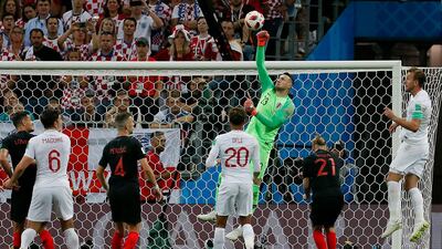 Goalkeeper Danijel Subasic of Croatia punches clear during the first half. EPA