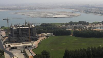 The Falcon Island and construction as seen from Waldorf Astoria.