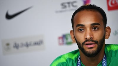 Saudi Arabia midfielder Abdullah Otayf speaks at a press conference in Saint Petersburg. AFP