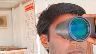 Dalip Singh keeps watch on the tanker Skylight off the coast of Oman before a drone attack that killed him and the captain of the ship. Photo: Singh family