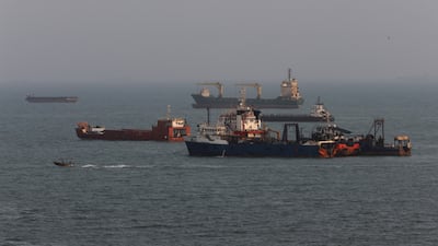 Ships are anchored in the Strait of Hormuz. Iran has stepped up attacks on the oil and gas tankers in recent weeks as it braces for renewed US military campaign. Getty Images