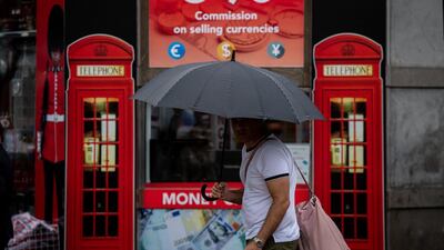 A man walks past a bureau de change on Oxford Street as pound sterling has slumped to a 30-month low. Getty Images