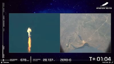 The escape system of the spacecraft was activated after the New Shephard booster experienced an anomaly.