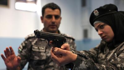 Decked out with helmets, assault boots, batons and shields, the students at the Jericho police school weather a barrage from stone throwers, before rushing to arrest the “troublemakers”.