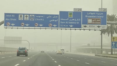 People woke to thick clouds of dust blanketing the skylines of Abu Dhabi and Dubai, with many large buildings barely visible under the haze. Ramola Talwar/ The National
