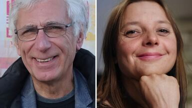 Former mathematics teacher Jacques Paris and French teacher and trade unionist Cecile Kohler. AFP