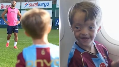 Young Liverpool fan Isaac Kearney reunites with former Liverpool forward Mohamed Salah in Turkey.