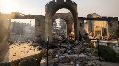 A home reduced to stone and ashes during the aftermath of the Palisades fire. Bloomberg