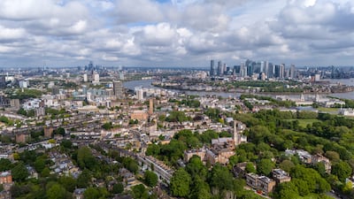 An aerial view of the Canary Wharf financial district. Getty Images