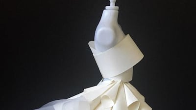 Artist Reyan Hanafi’s mannequin for the Dress The Mannequin exhibition organised as part of Abu Dhabi Fashion Days by Emirati artist and designer Sumayyah Al Suwaidi. Courtesy Reyan Hanafi