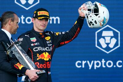 Red Bull driver Max Verstappen after winning the Miami GP on Sunday. EPA