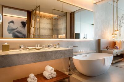 A bathroom at the new Renaissance Downtown Hotel, Dubai.