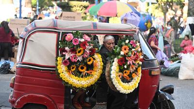 An indigenous man with wreaths on Ash Wednesday in San Juan Sacatepequez, Guatemala. AFP