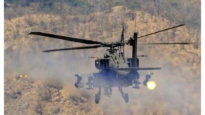 Apache helicopters such as this one, shown in an exercise with South Korea, are a big part of a proposed new US arms deal with Saudi Arabia.