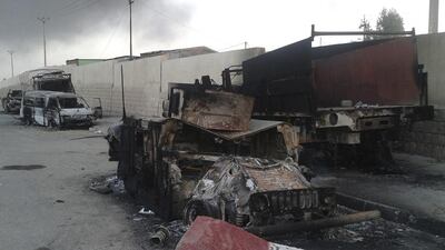 ‘Mosul now is like hell. It’s in flames and death is everywhere,’ said Amina Ibrahim, who was leaving with her children. Her husband had been killed in 2013 in a bombing. Reuters