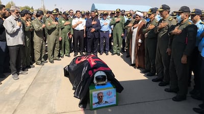 A funeral ceremony is held for Majid Kazemi, an Iranian pilot whose jet was shot down over Qatar, in the Iranian city of Shiraz. IRNA