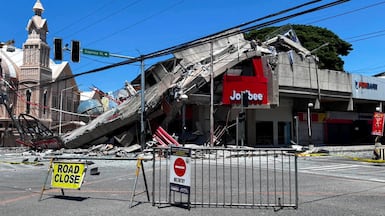 A road is blocked near the collapsed building after a magnitude 7. 8 quake in General Santos, Philippines, June 8, 2026. Picture taken with a mobile phone. REUTERS / Edwin Espejo