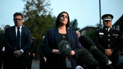 Britain's Home Secretary Shabana Mahmood in Manchester. She has called a pro-Palestinian march in London on Saturday 'unacceptable' given the anti-Semitic terror atack. AFP