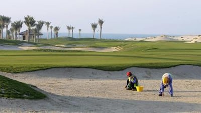 Big bunkers at Saadiyat Beach Golf Club are a key element in a strategy to lower the cost of watering the world class course.