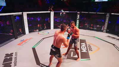 Abdullah Al Qahtani, right, in action against Yazeed Hasanain.