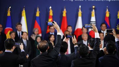 The finance ministers and central bank chiefs of the Association of South-East Asian Nations, China, Japan and South Korea pose for a picture in Incheon, South Korea. Reuters
