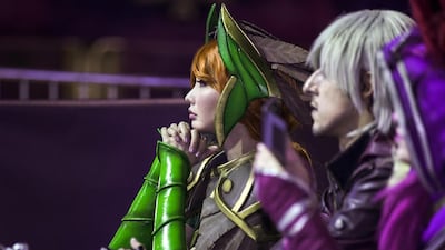 Famous cosplayer Alodia Gosiengfiao, left, helped judge the Dubai competition. Victor Besa / The National