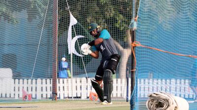 The Pakistan cricket team train in the nets at the ICC Academy in Dubai.