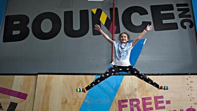There are 80 trampolines at Bounce, which was converted from a warehouse in Al Quoz, including 16 in the facility’s Dodgeball court. Jeff Topping for The National