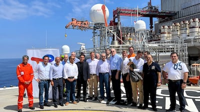 Senior Lebanese politicians visit the Transocean Barents drilling rig off the coast of Beirut. EPA