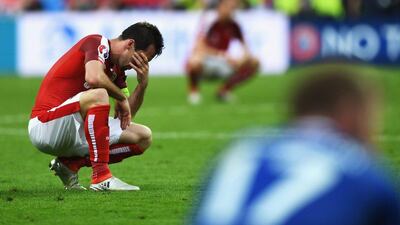 Christian Fuchs of Austria is dejected after defeat in the UEFA EURO 2016 Group F match between Iceland and Austria at Stade de France on June 22, 2016 in Paris, France. (Photo by Shaun Botterill/Getty Images)