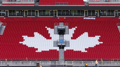 Workers prepare Toronto Stadium in Canada for the coming 2026 World Cup. Canada, the US and Mexico will each host matches. AFP