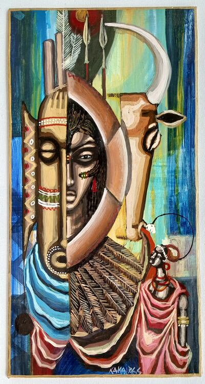 Samuel Kakaire's Warriors, Mask and Cow. Photo: Samuel Kakaire and Afriart Gallery