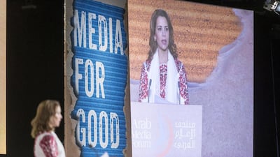 Princess Haya of Jordan, the United Nations’ Messenger of Peace and Chairwoman of International Humanitarian City, officially opens the Arab Media Forum at the Dubai World Trade Centre on Tuesday. Antonie Robertson / The National