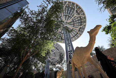 The solar energy trees at the Sustainability Pavilion at Expo City Dubai. EPA