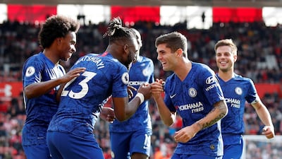 Christian Pulisic, second right, provided the assist for Michy Batshuayi's goal in Chelsea's 4-1 win over Southampton. Reuters