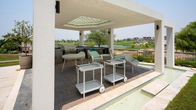 The gazebo can be used for dining when the weather cools.