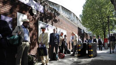 Spectators queue up to enter Lord's Cricket Ground on Wednesday, June 2. AFP