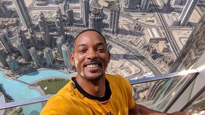 Will Smith is a regular in the UAE, seen here on a visit to the Burj Khalifa in October 2018. Instagram / Will Smith