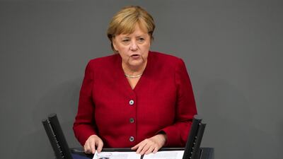 German Chancellor Angela Merkel faces parliament in an emergency debate on Afghanistan. AP