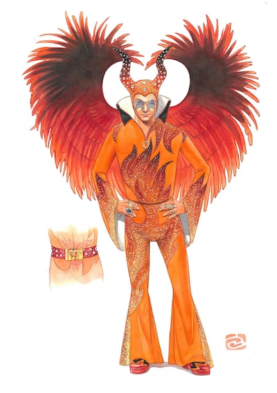 A costume sketch by Darrell Warner, for Rocketman