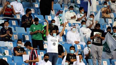 The last time fans were allowed inside a football stadium was March 7, 2020. EPA