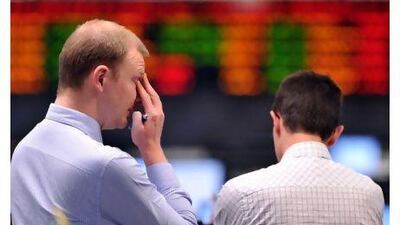 Frustration on the trading floor at the Westpac Bank in Sydney.