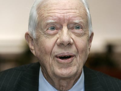 Former US head of state Jimmy Carter's novel didn't sell but made history as the first fictional work published by US president.. Ric Feld/AP Photo