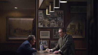 A youthful Robert De Niro (right) in Martin Scorsese's 'The Irishman'. Courtesy Netflix