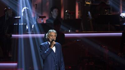 Singer Andrea Bocelli performs in Los Angeles last year. Mario Anzuoni / Reuters